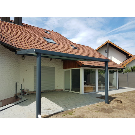 Breite: 7,00 m | TCC Terrassenüberdachung mit Stegplatten (Tiefe wählbar)