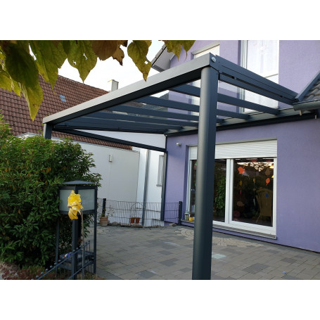 Breite: 6,00 m | TCC Terrassenüberdachung mit VSG–Glas 8,76 mm (Tiefe wählbar)